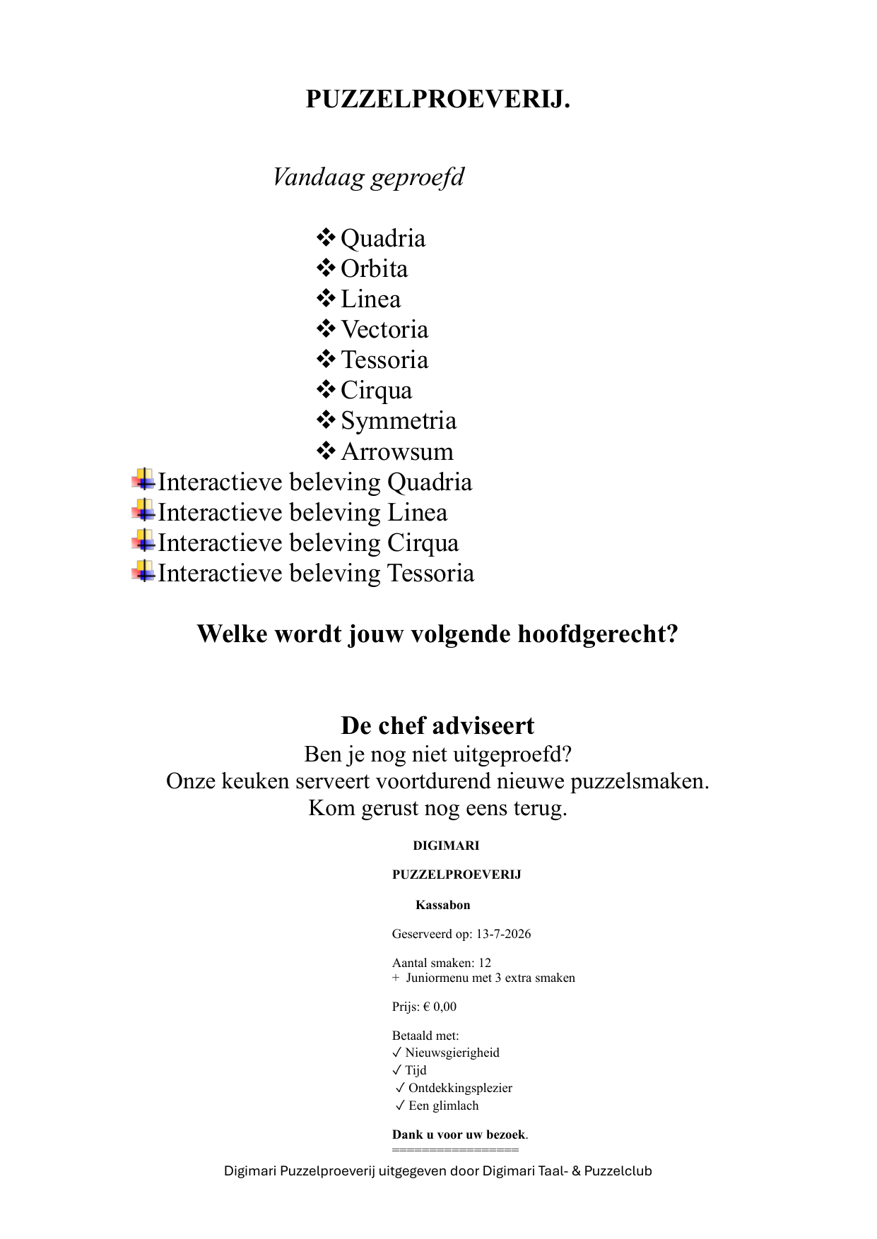 Puzzelmenukaart pagina 15